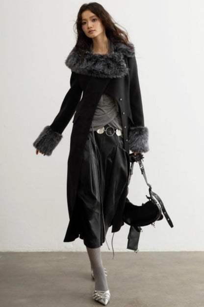 Retro Wool Fur-Collar Coat