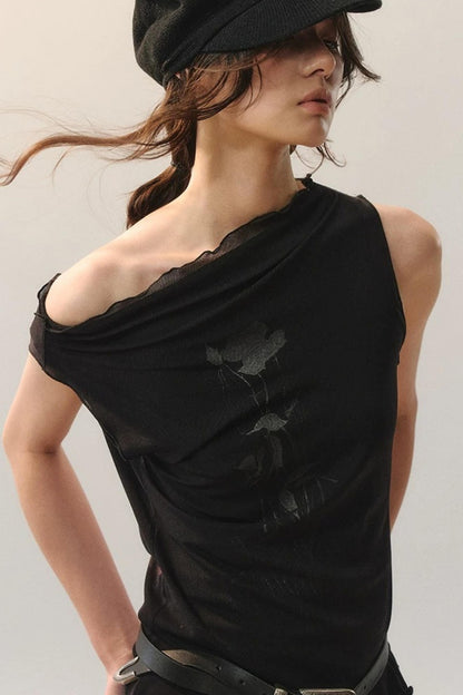 Top in Maglia con Ricamo e Nappe