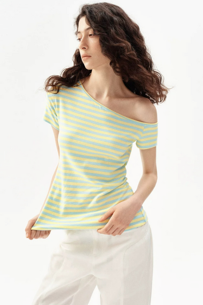 Striped Off-Shoulder Crop Top