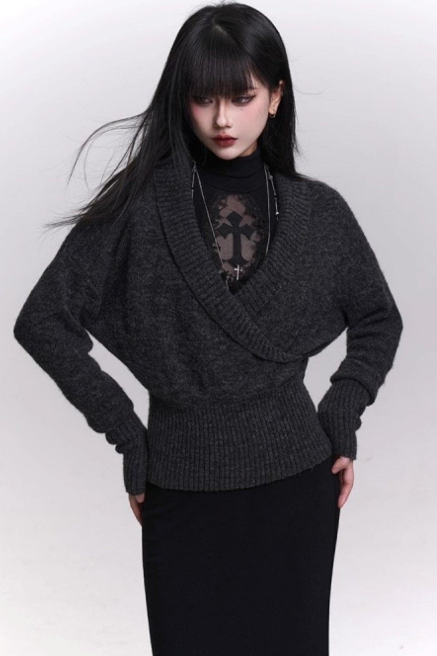 Autumn Black Knit Sweater