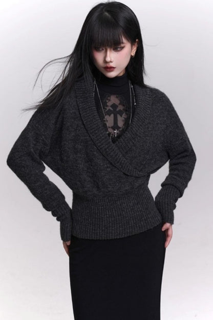 Autumn Black Knit Sweater