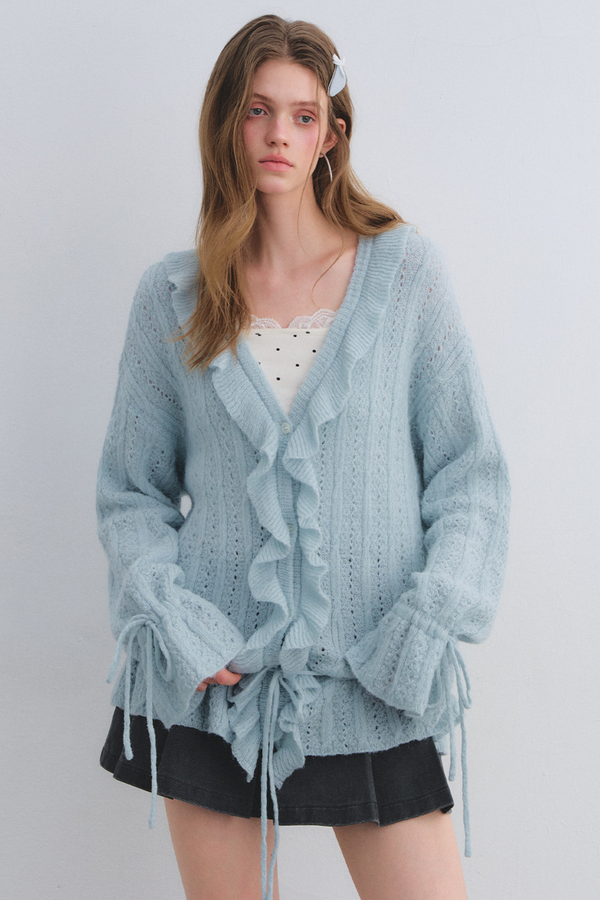 Wool Mohair Ruffled Cardigan