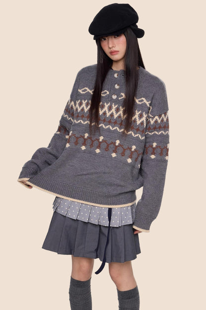 Autumn Vintage Knit Sweater Jacket