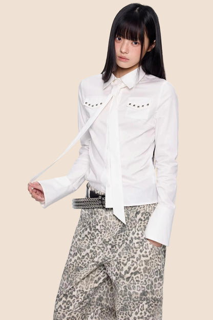 Plaid Retro Lace-Up Shirt