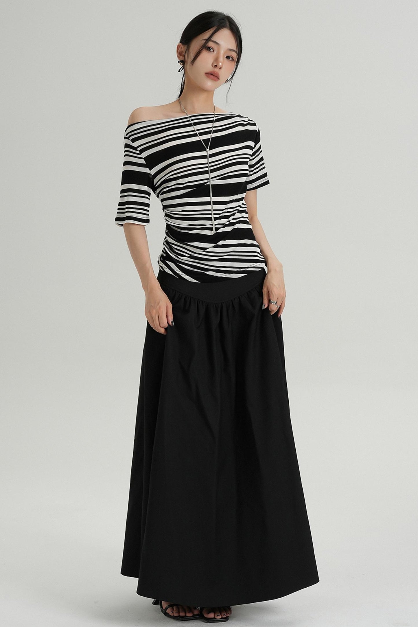 Stripe One-Shoulder Top