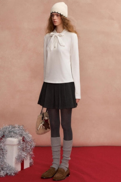 Retro Woolen Pleated Skirt