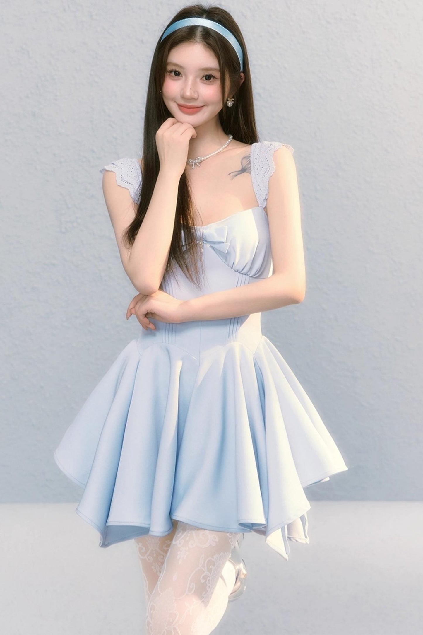 Golden Bow A-Line Dress