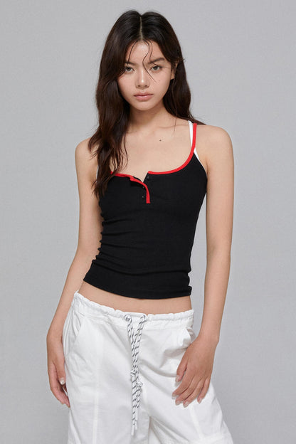 Tricolor Lace Slim Strap Top