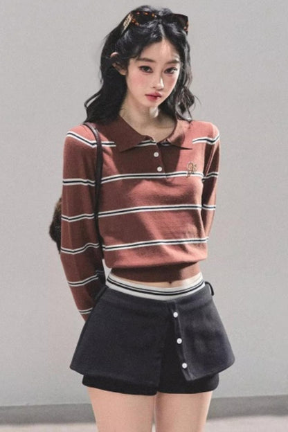 Polo Collar Knit Top