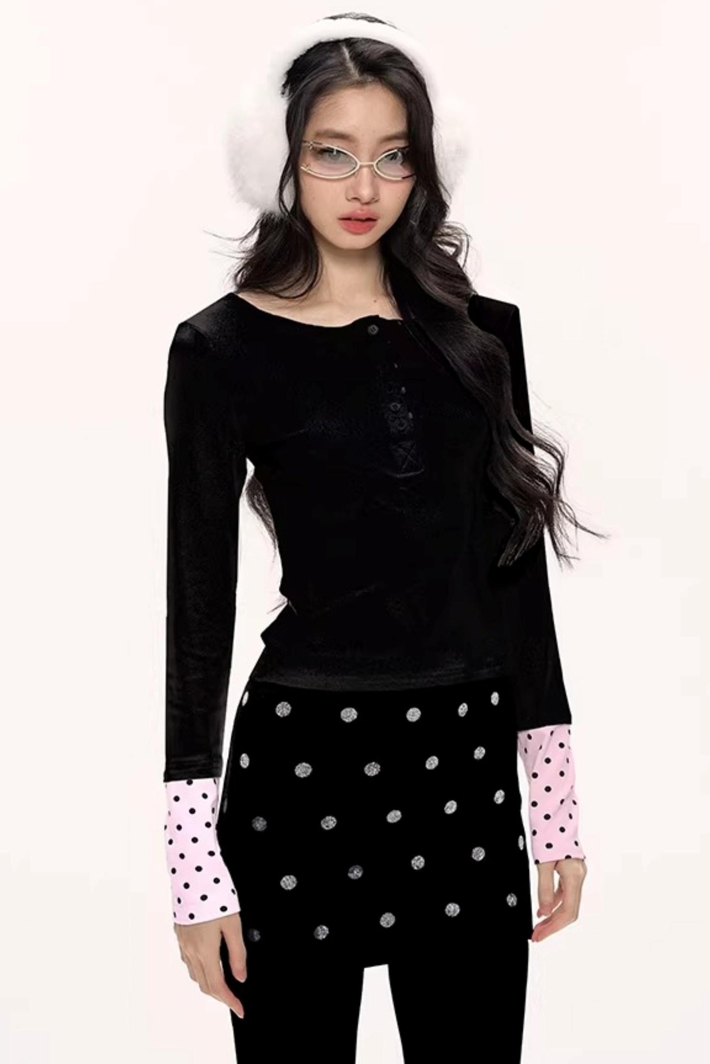 Zircon Polka Dot Knit Top