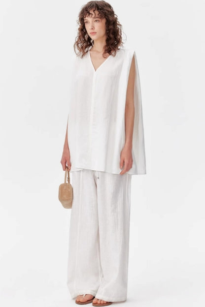 Summer V-Neck Linen Vest Set-Up