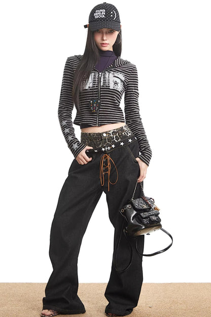 Retro Striped Hooded Sweatshirt