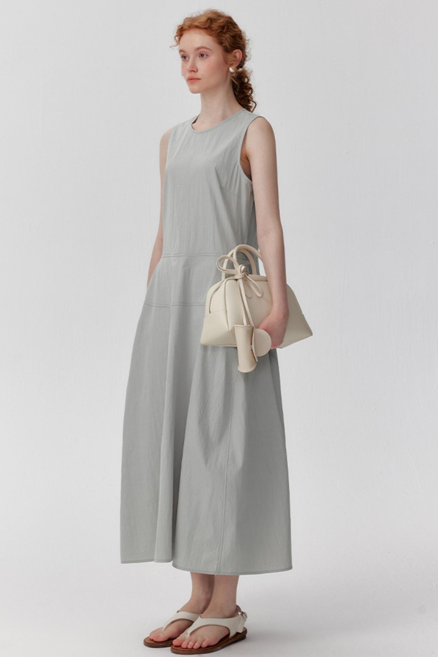 Sleeveless Gray A-Line Dress