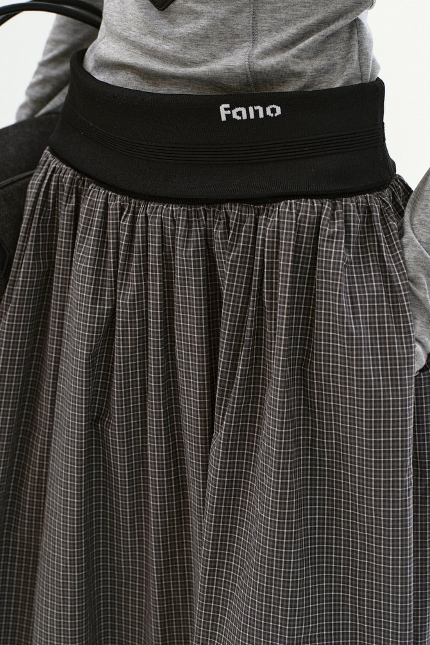 Gray Plaid Cotton A-Line Skirt