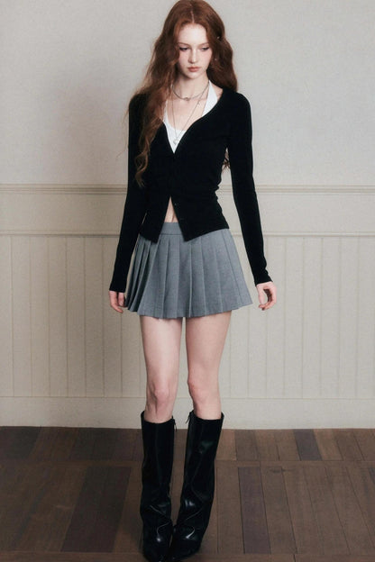 Timeless Grey Pleated A-Line Skirt