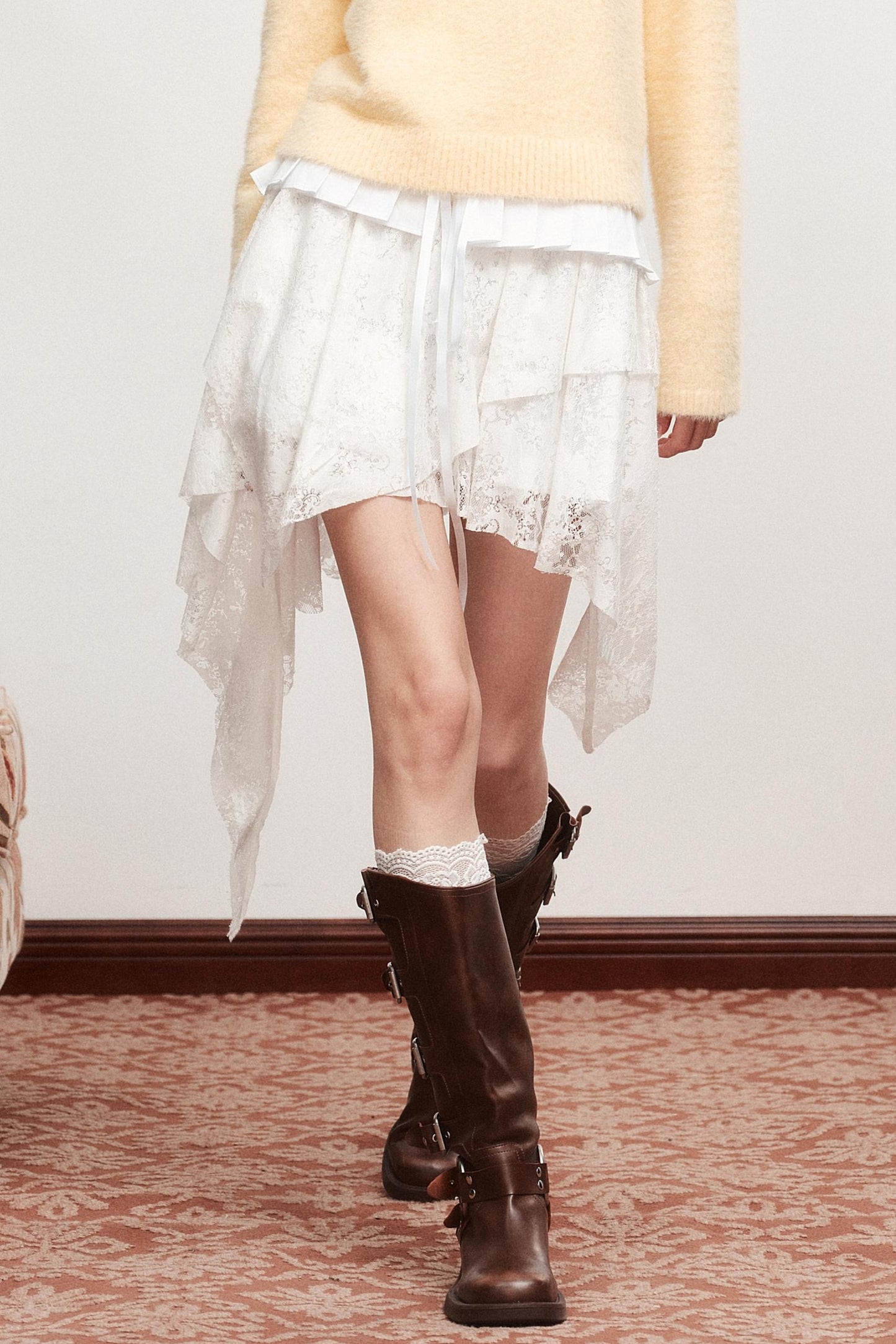 Emo Girl Goth White Short Skirt