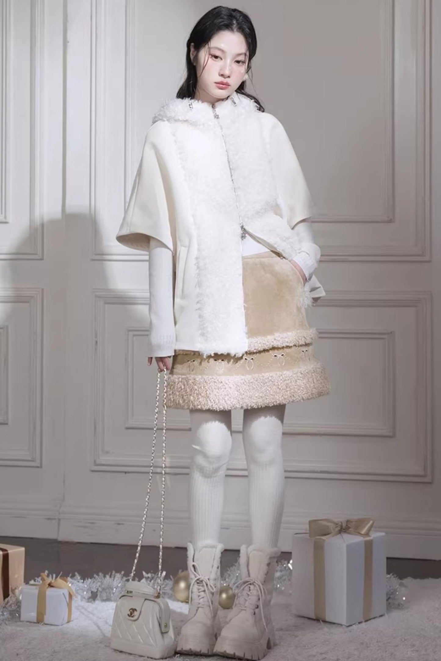 Khaki Suede A-Line Skirt