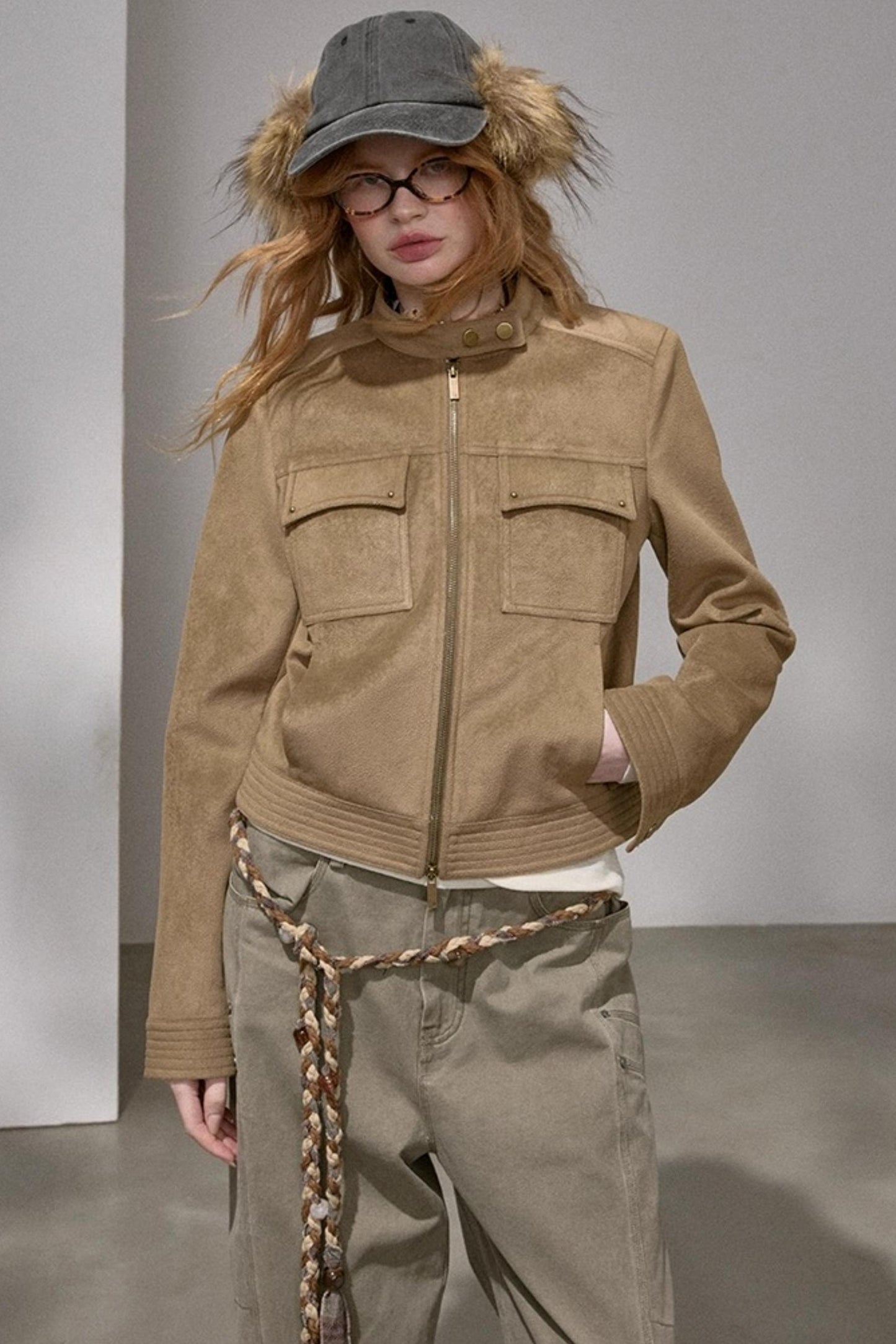 Suede Tailored Short Jacket