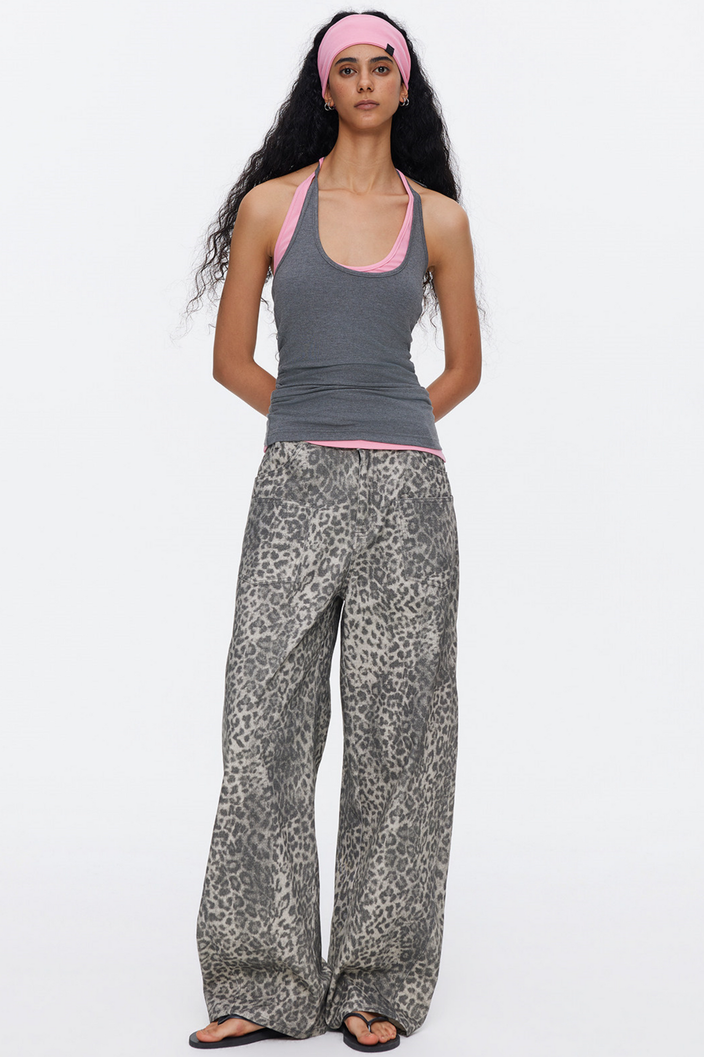 Retro Leopard Print Cotton Pants