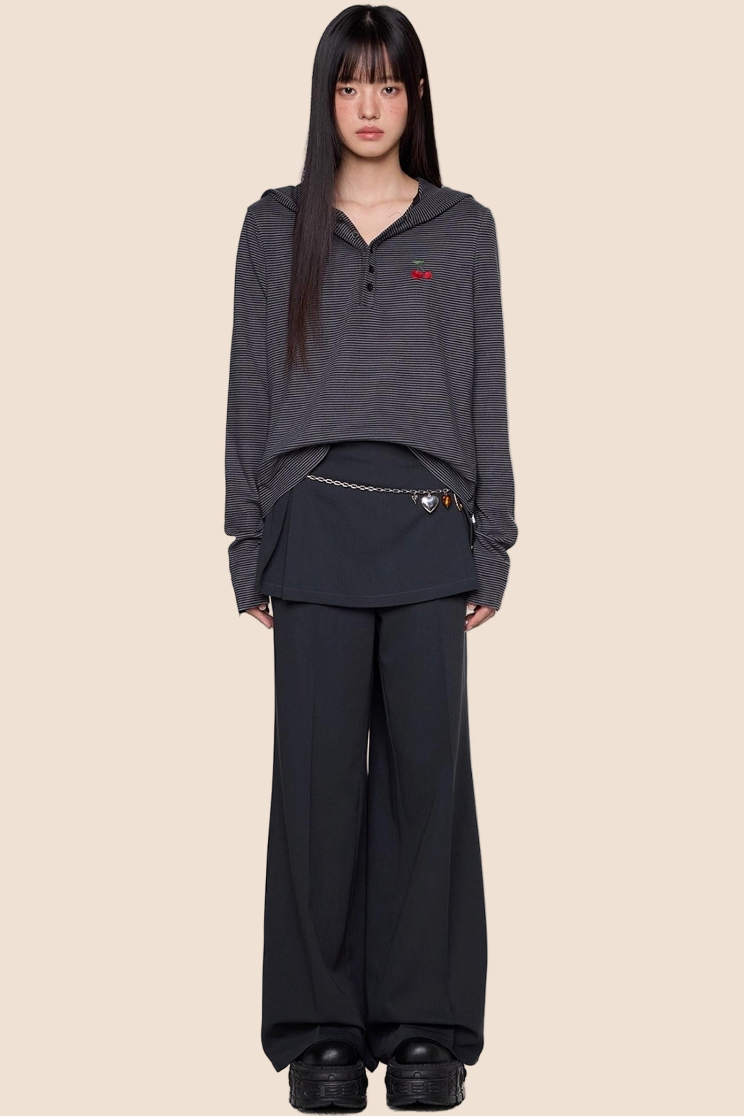 Embroidered Striped Long Sleeve Tee