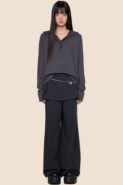 Embroidered Striped Long Sleeve Tee