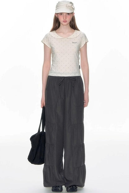 Summer Elasticated Wide-leg Pants