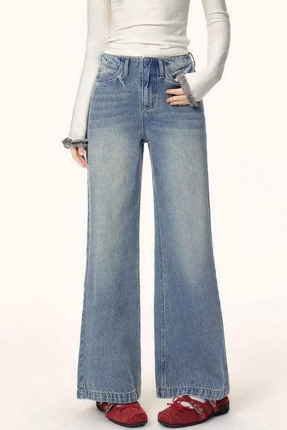 Washed Wide-Leg Winter Pants