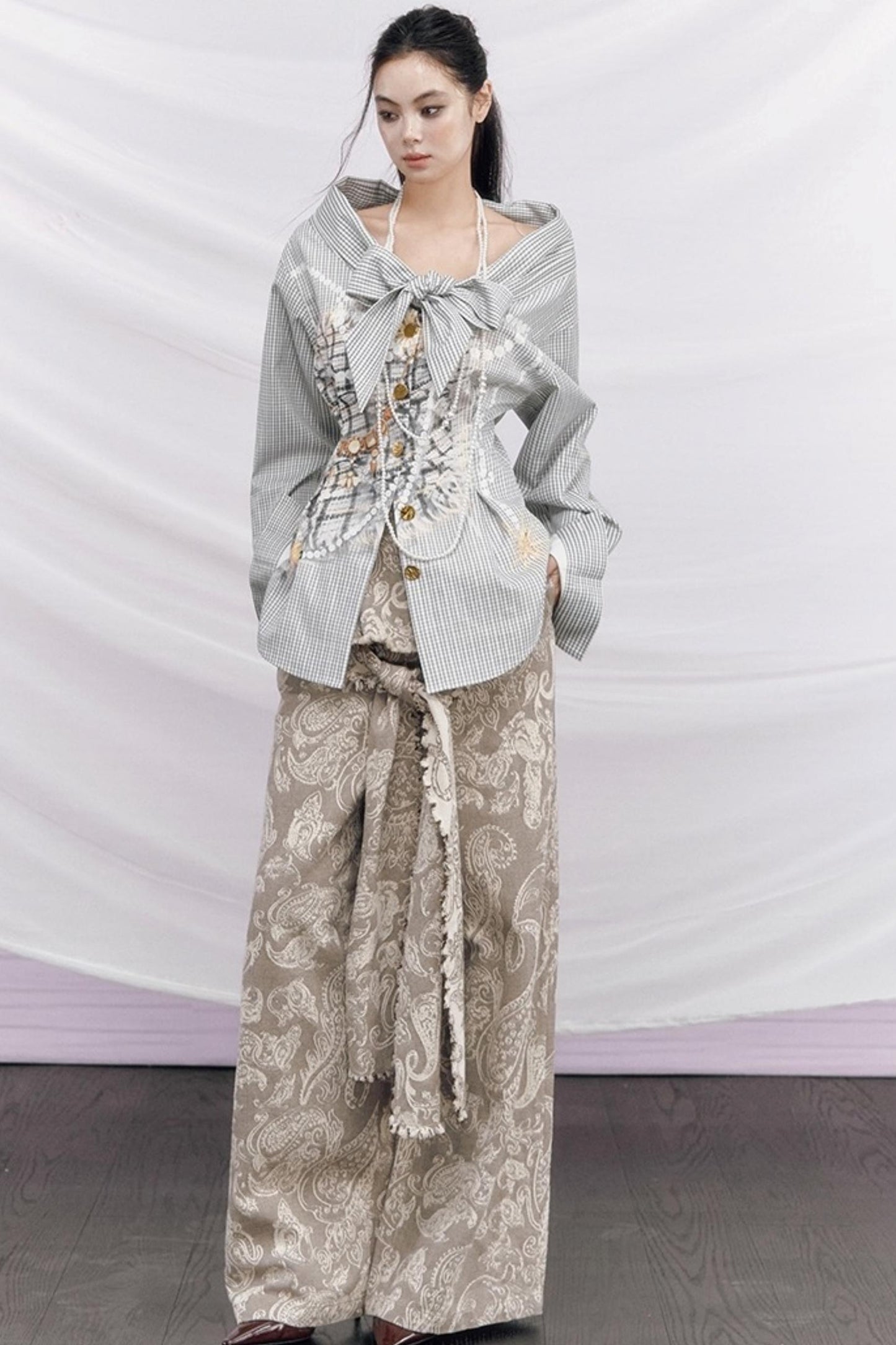 Vintage Money Plaid Blouse