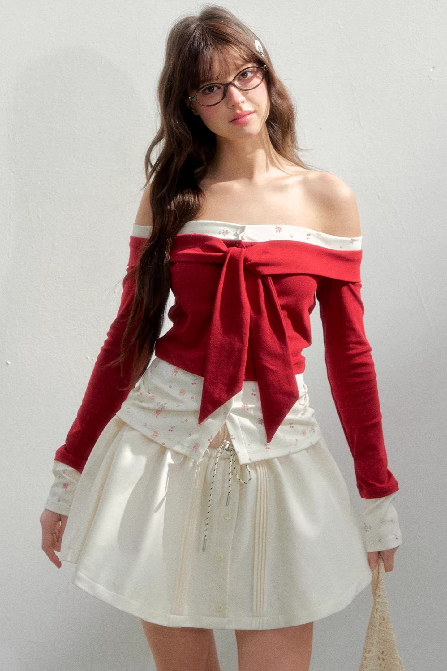 Bright Cherry Tie-Up Blouse