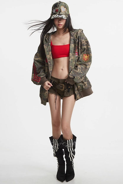 Camouflage Hooded Zip Jacket