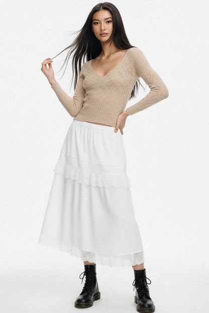 V-neck Crochet Woolen Top