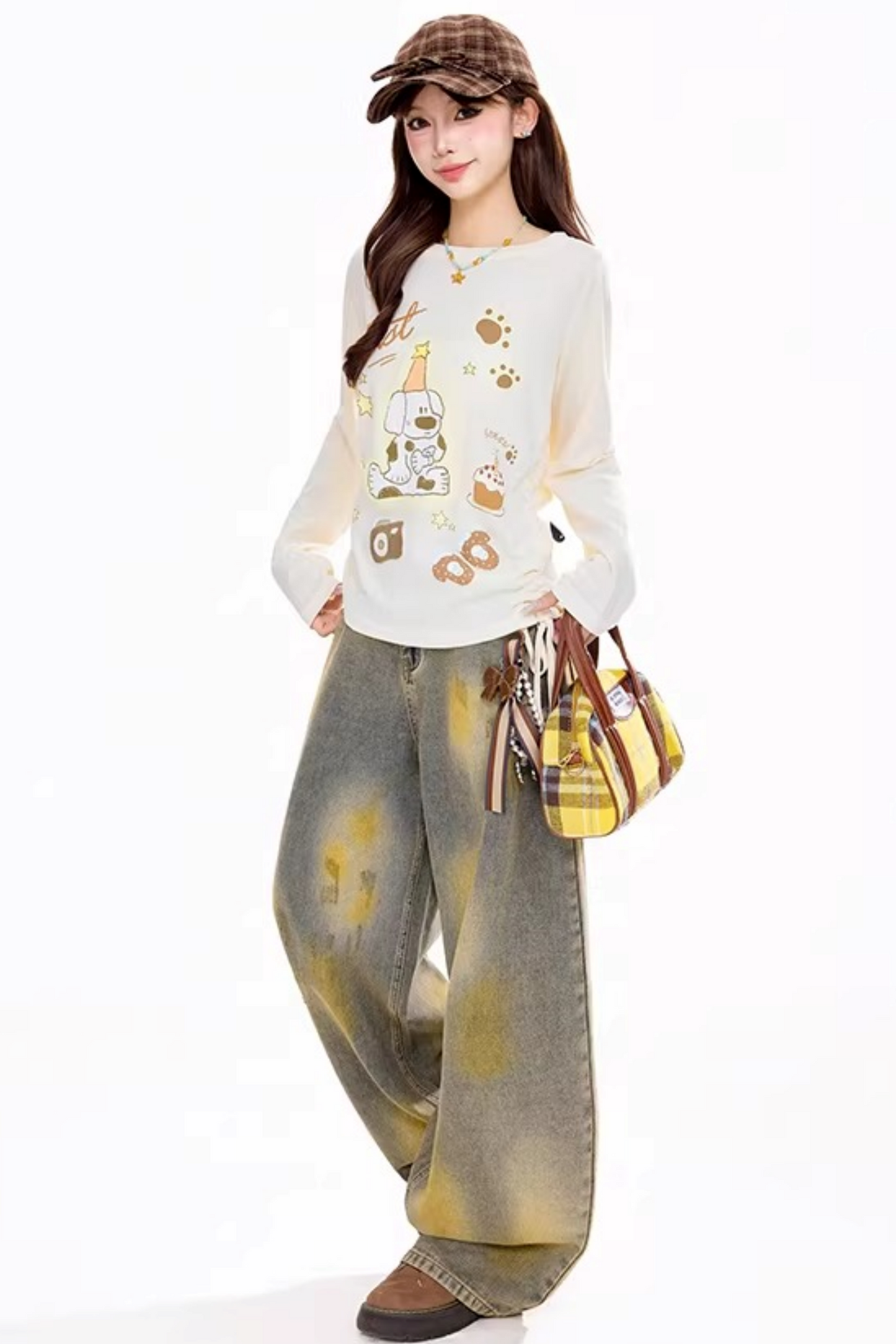 아메리칸 레트로 긴팔 탑