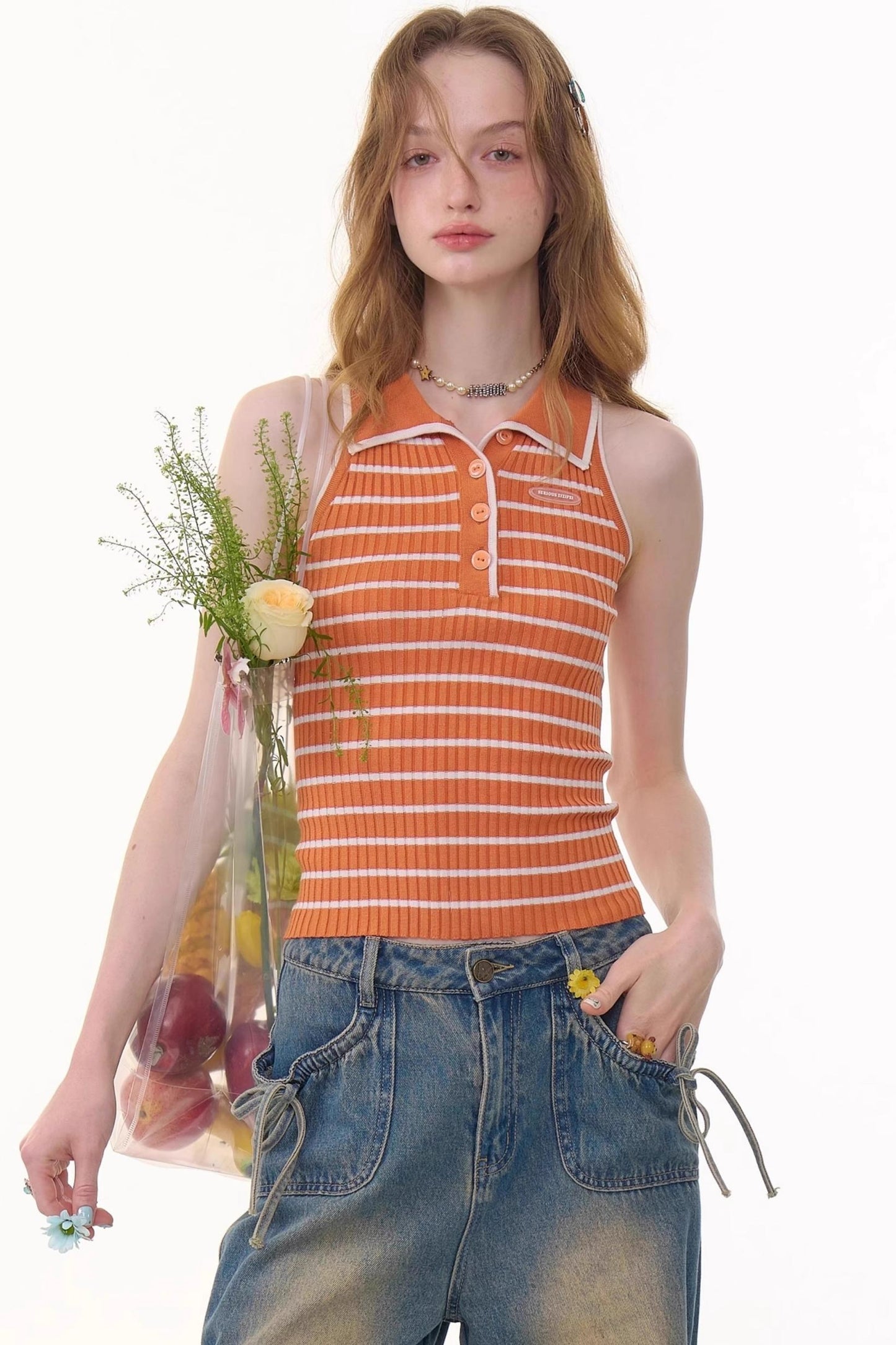 Retro Striped Knit Top