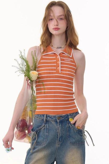 Retro Striped Knit Top