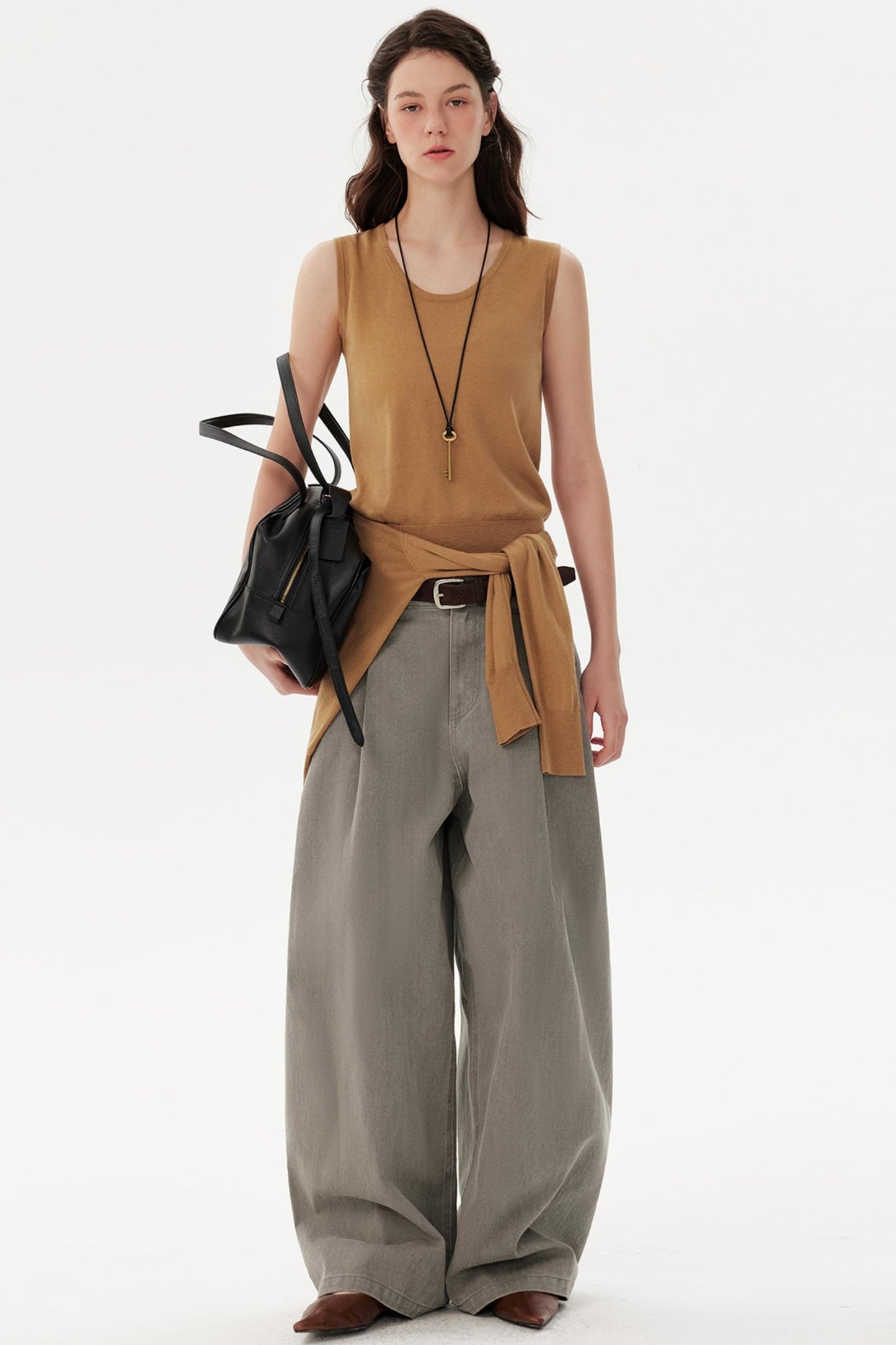 Retro Pure Cotton Pleated Pants