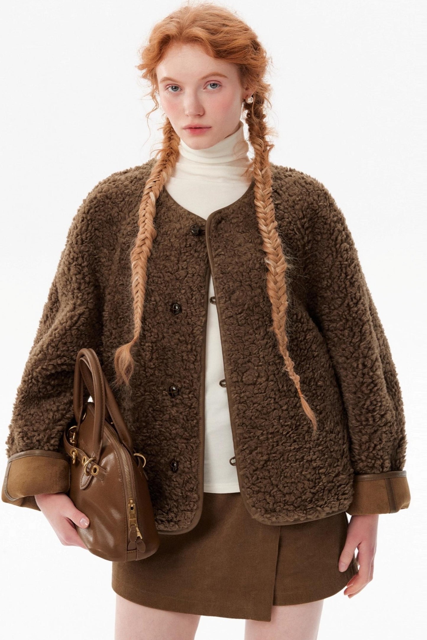 Retro Brown Suede Wool Jacket