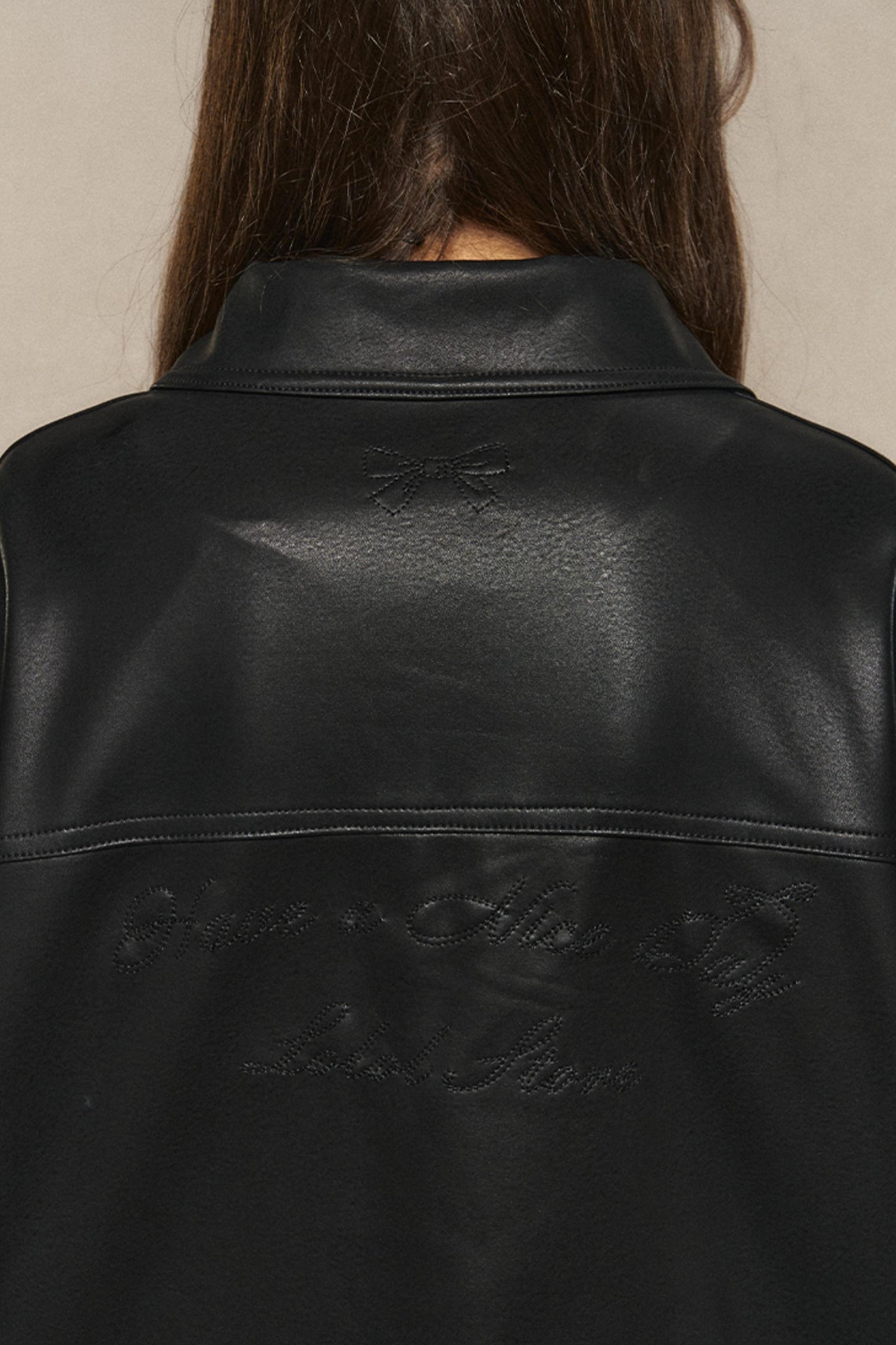 Black Loose Pu Leather Biker Jacket