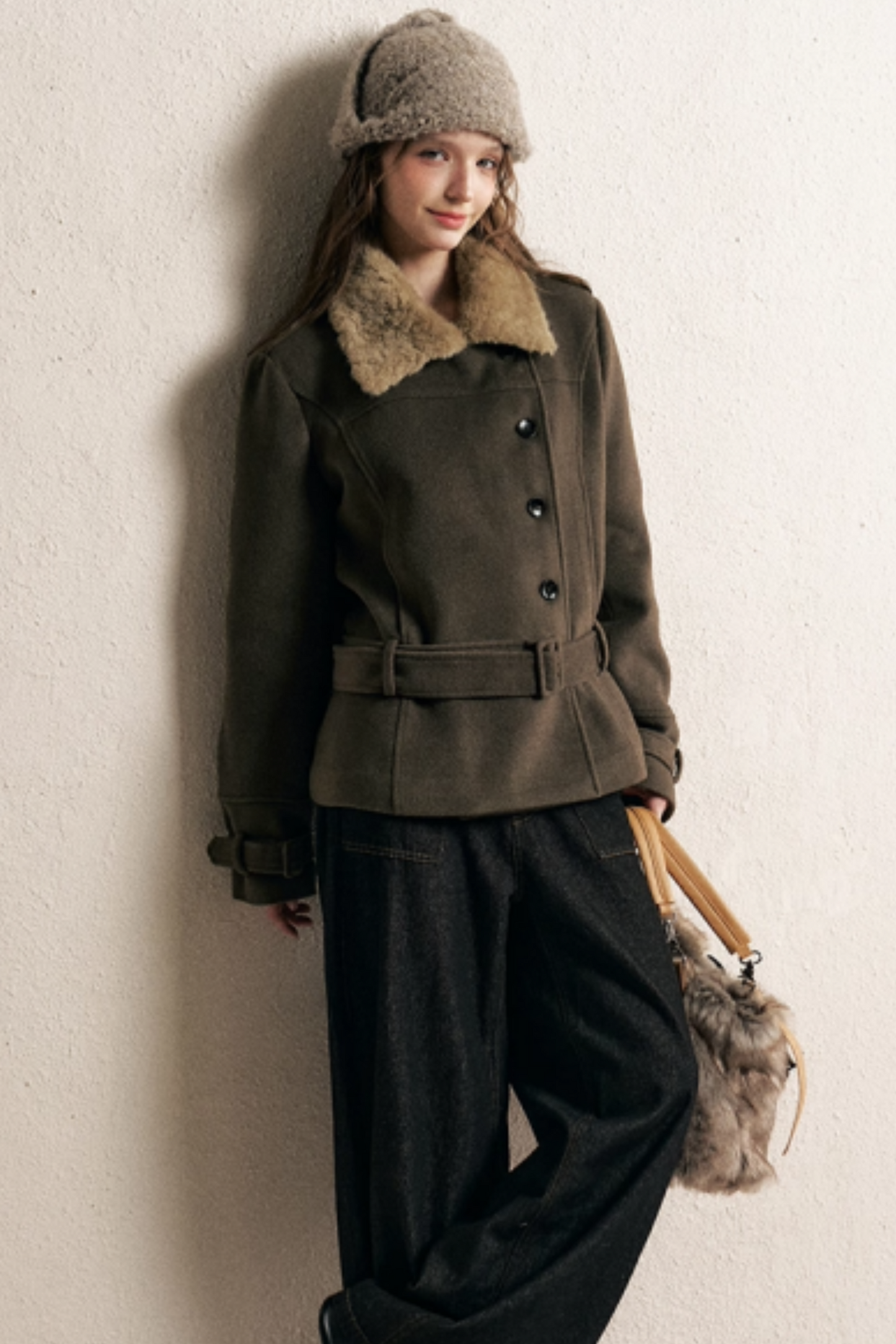 Coffee Green Woolen Coat