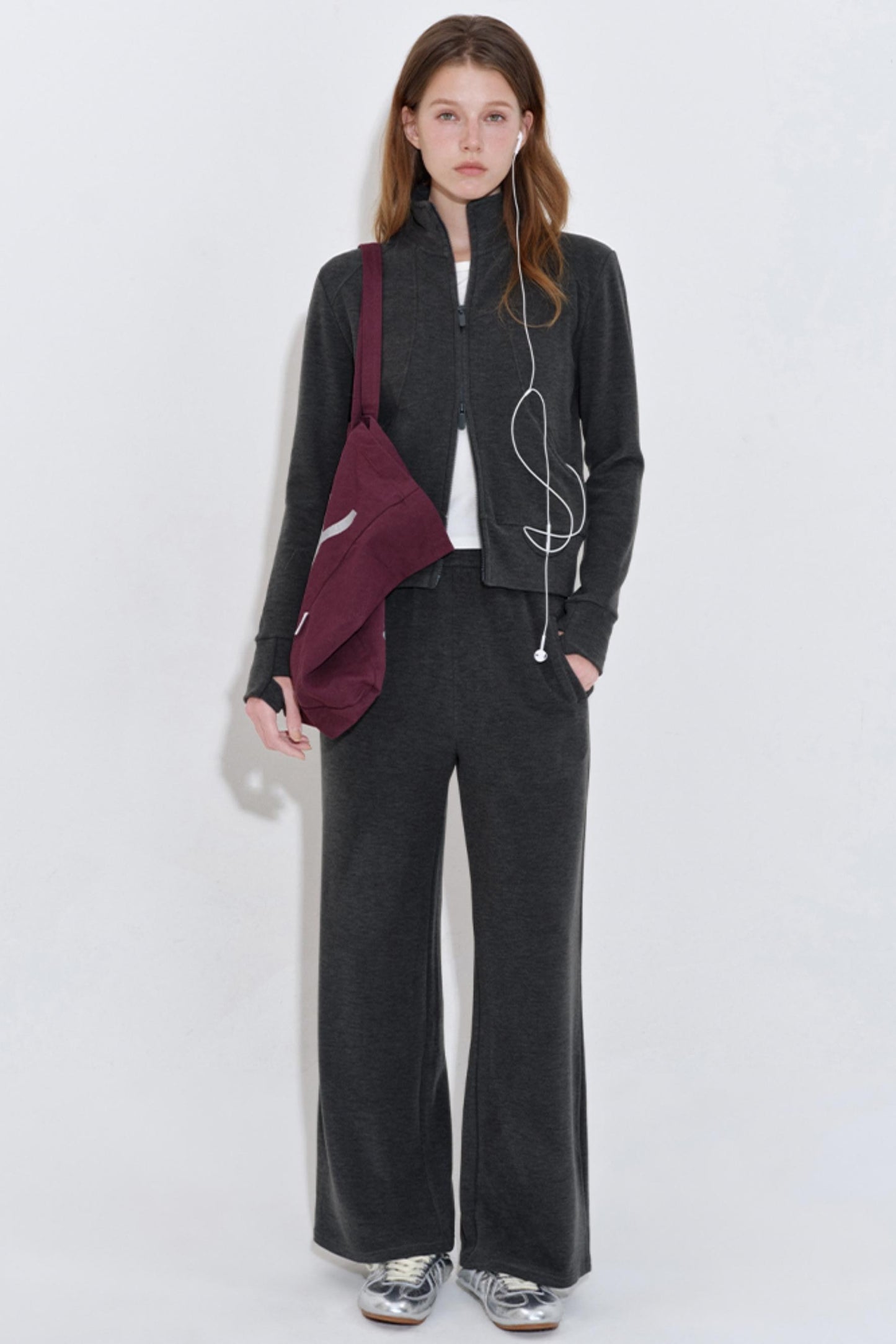 Elastic Waist Wool Blend Slacks