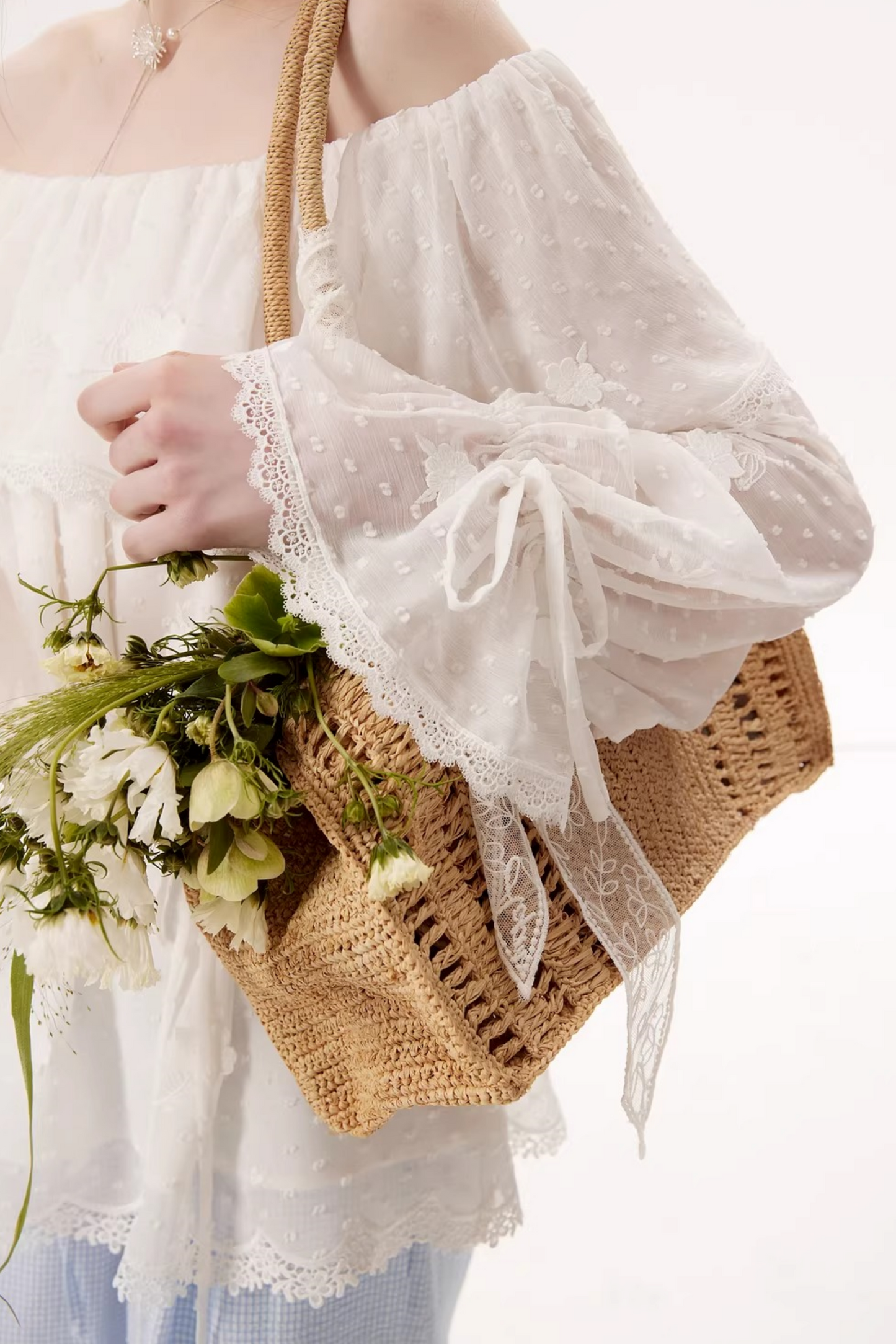 White Lace Off-Shoulder Top