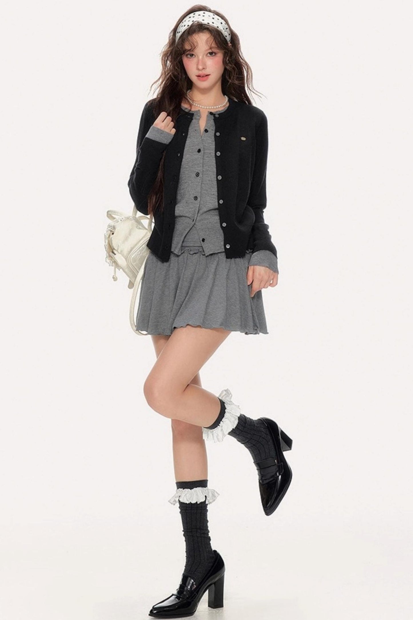 Sweet Girly Contrast Knitted Cardigan