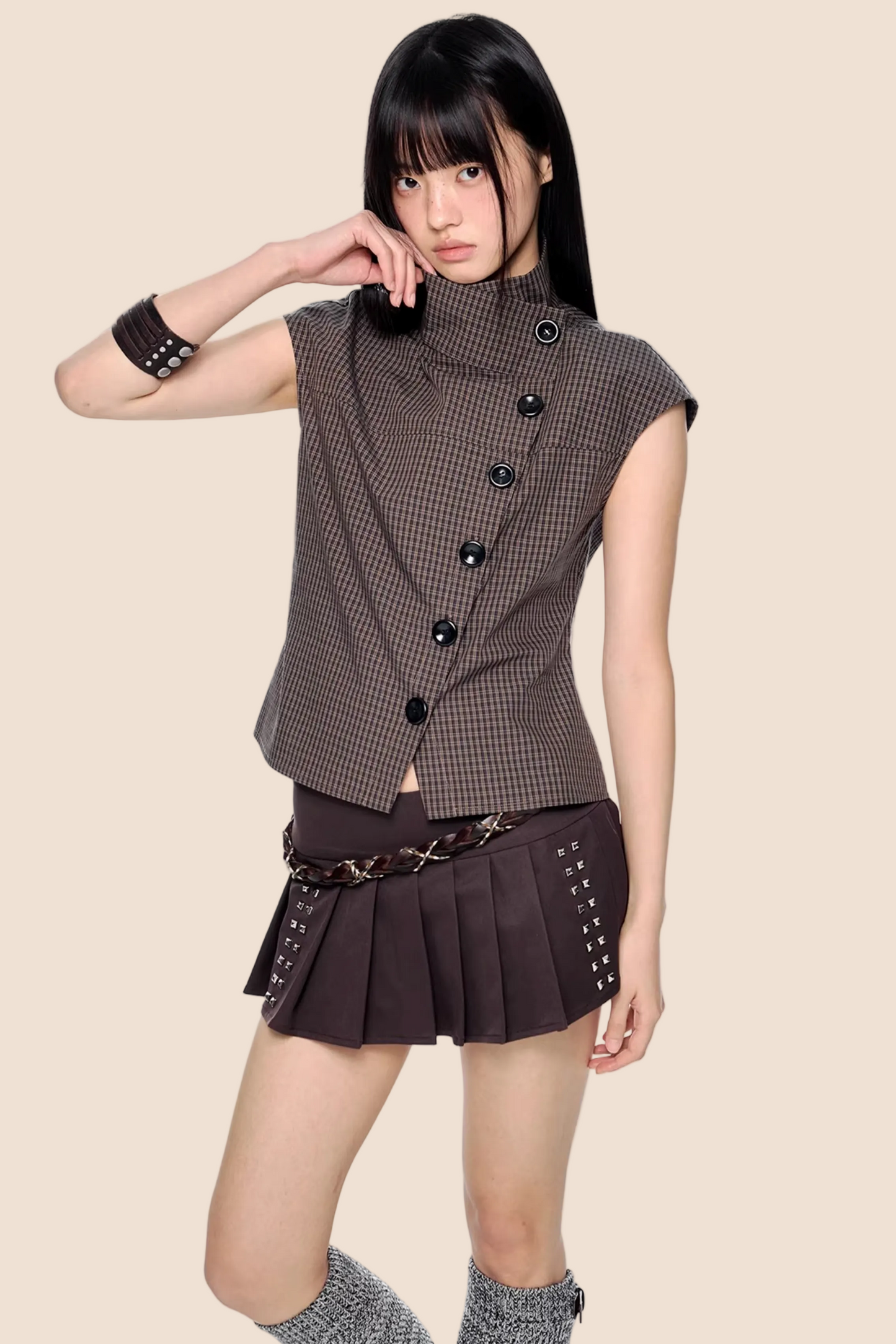 Retro kariertes Sommerbluse