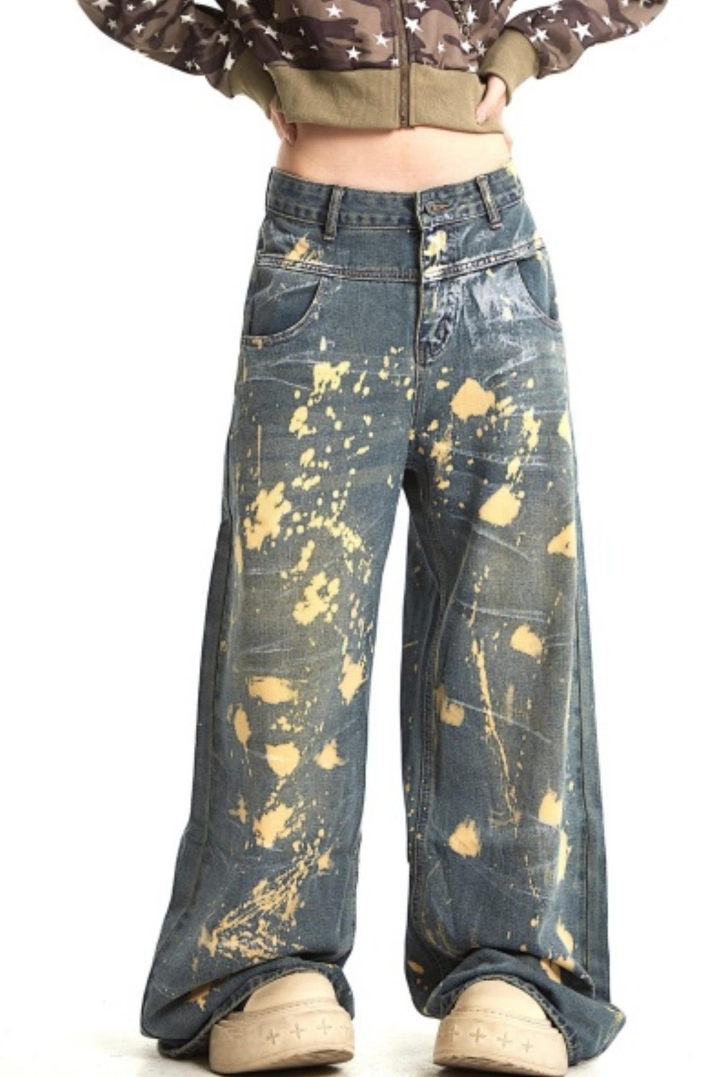 Retro Splatter Denim Pants