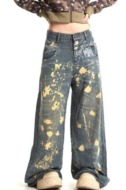 Retro Splatter Denim Pants