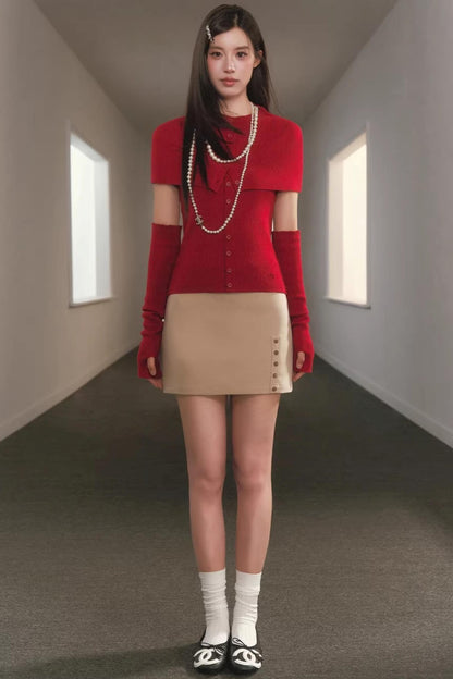 Slim-Fit Knit Cardigan Set-Up