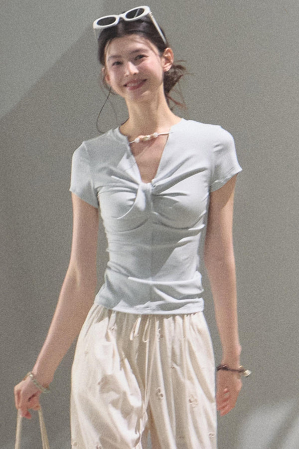 Cool Beaded V-Neck Tee