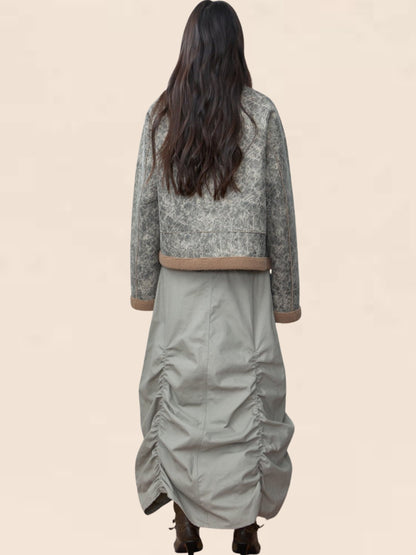 Long-sleeved Loose Color Matching Coat