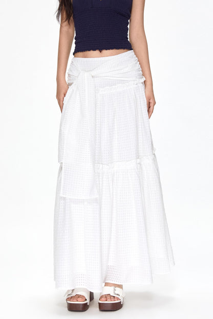 Vintage White Mesh Midi Skirt