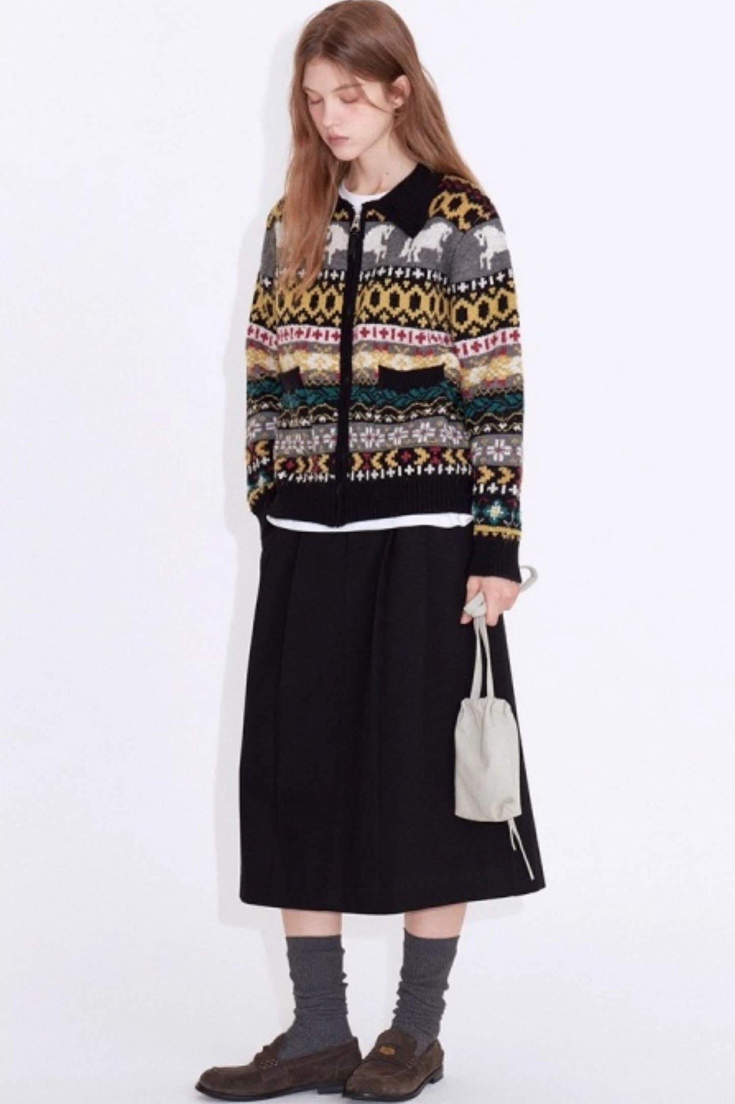 Textured Little Horse Cardigan