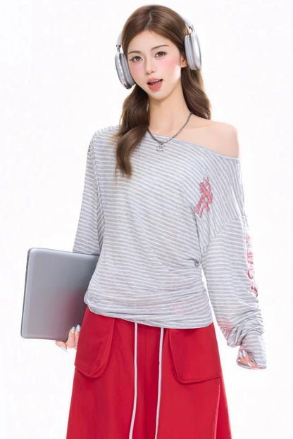 Striped One-Shoulder Top